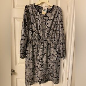 NWT Micheal Kors Mini Dress Silver Paisley 0X